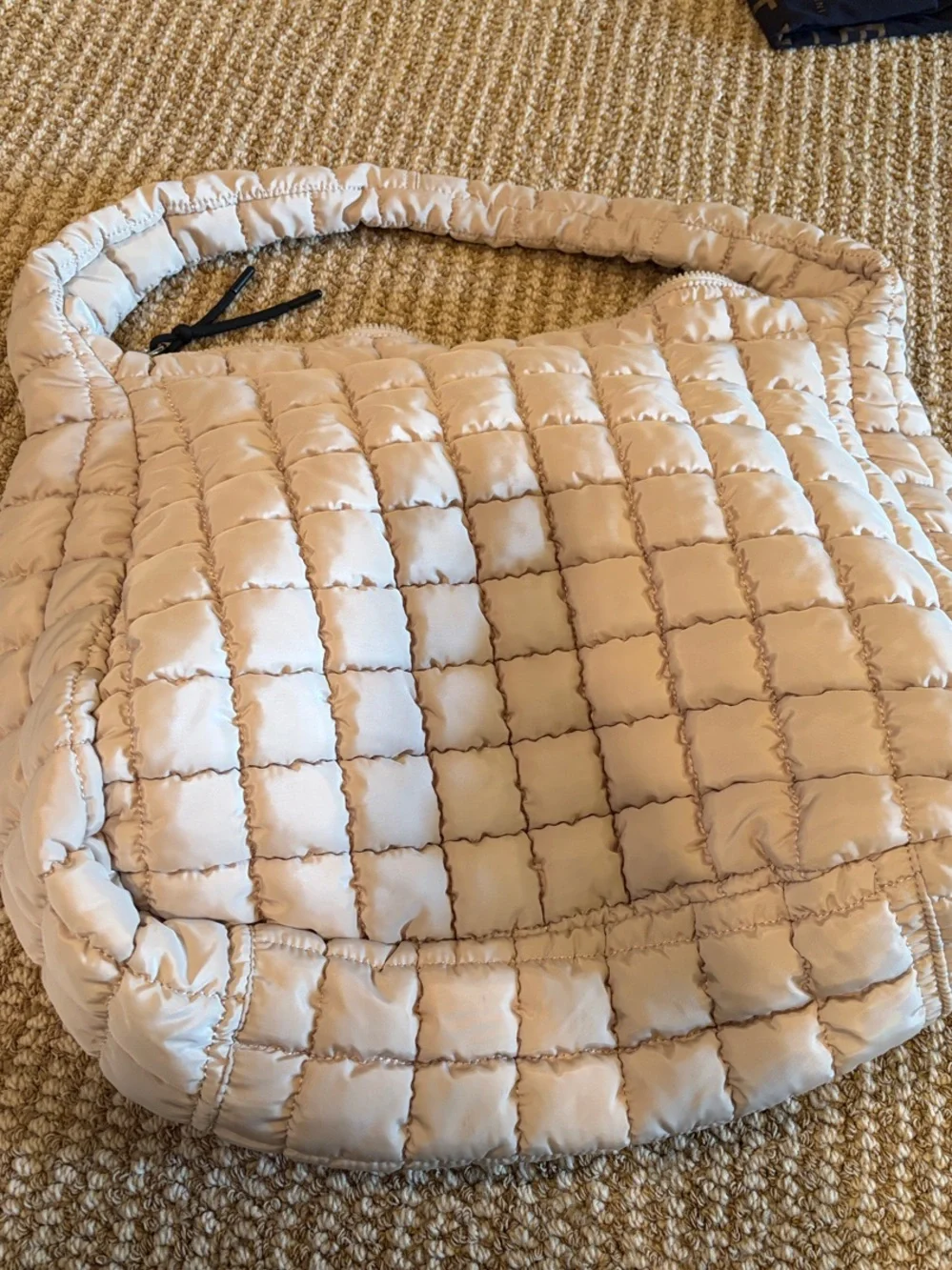 Free People Quilted Puffer Shoulder Bag in Light Beige